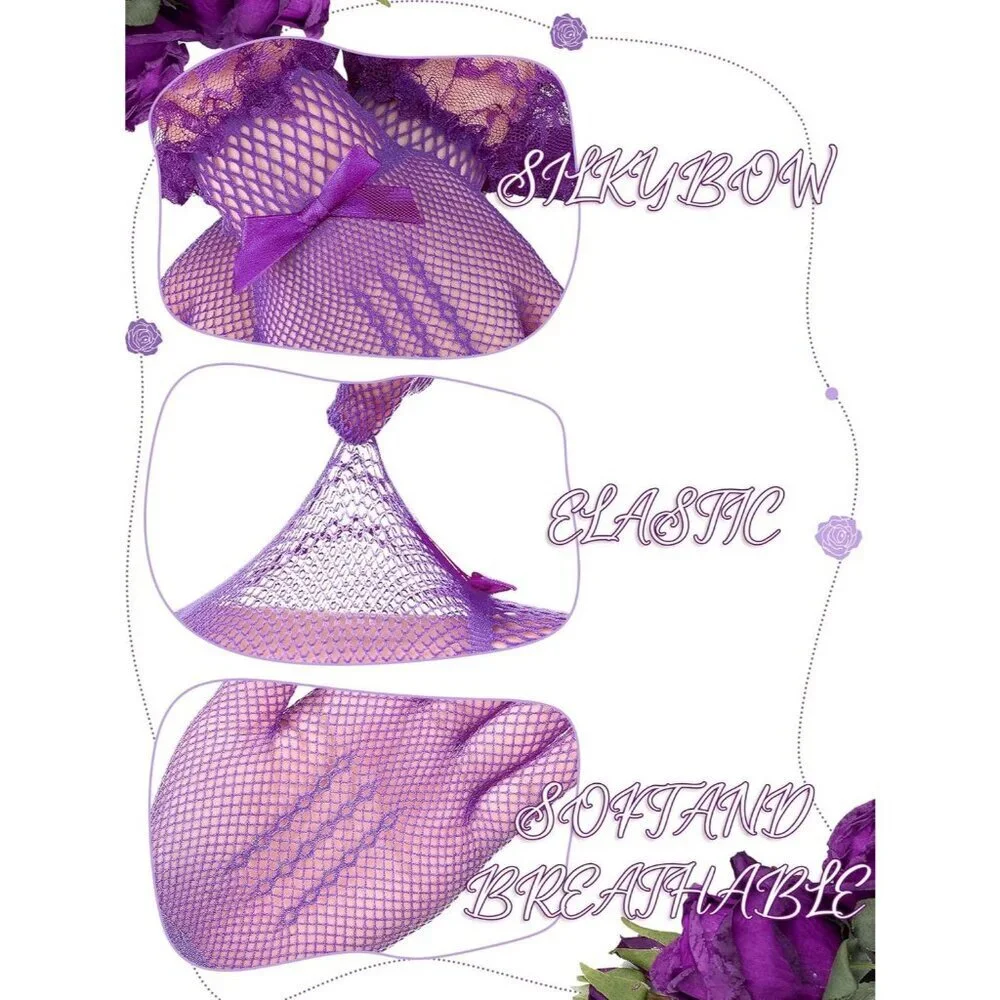 Women's Elegant Purple Short Bow Style Lace Gloves Dinner Wedding Party Tea Prom